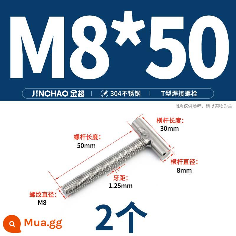 Vít hàn chữ T inox 304 Vít hàn chữ T Bu lông chữ T M4M5M6M8M10M12 - M8*50 (2 cái)