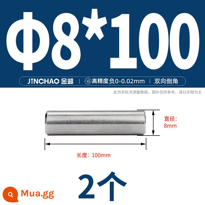 Chốt định vị hình trụ chốt inox 304 chốt cố định chốt đặc M2M2.5M3M4M5M6M8M10mm - Φ8*100 (2 cái)