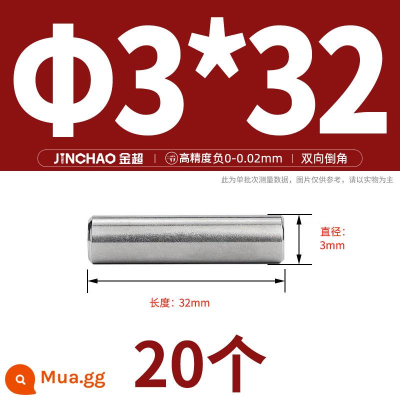 Chốt định vị hình trụ chốt inox 304 chốt cố định chốt đặc M2M2.5M3M4M5M6M8M10mm - Φ3*32(20 cái)