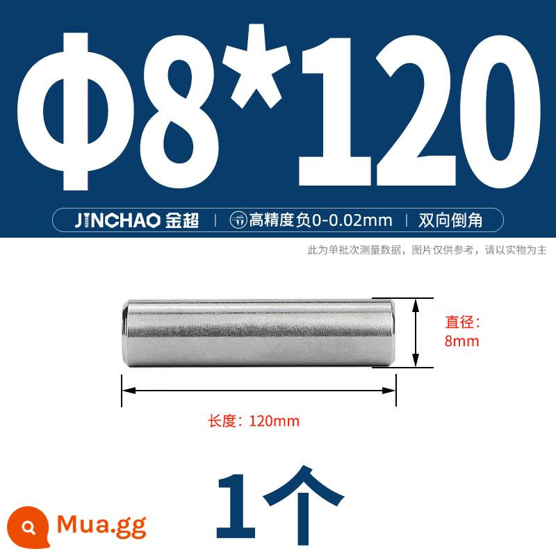 Chốt định vị hình trụ chốt inox 304 chốt cố định chốt đặc M2M2.5M3M4M5M6M8M10mm - Φ8*120(1 cái)