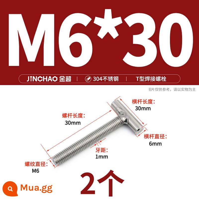 Vít hàn chữ T inox 304 Vít hàn chữ T Bu lông chữ T M4M5M6M8M10M12 - M6*30(2 cái)