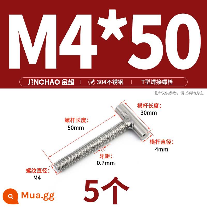 Vít hàn chữ T inox 304 Vít hàn chữ T Bu lông chữ T M4M5M6M8M10M12 - M4*50 (5 cái)