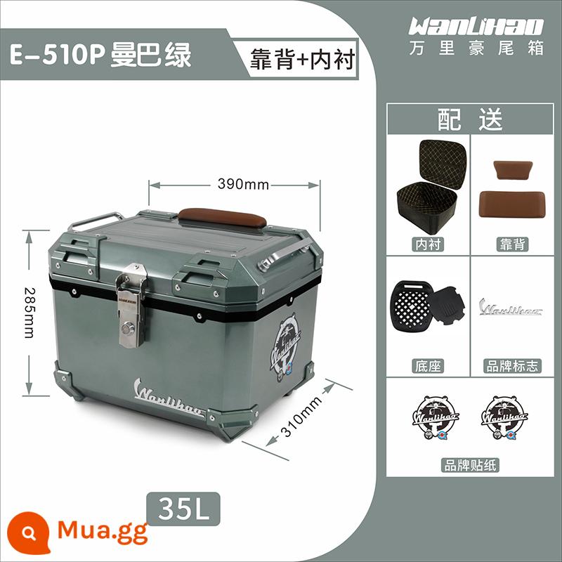 Wanlihao Longjia Victoria ixtiesVmaxie300i/150i hộp đuôi hợp kim không nhôm đầu máy - Victoria Mamba Green 510P+lớp lót+tựa lưng đôi màu nâu 35L