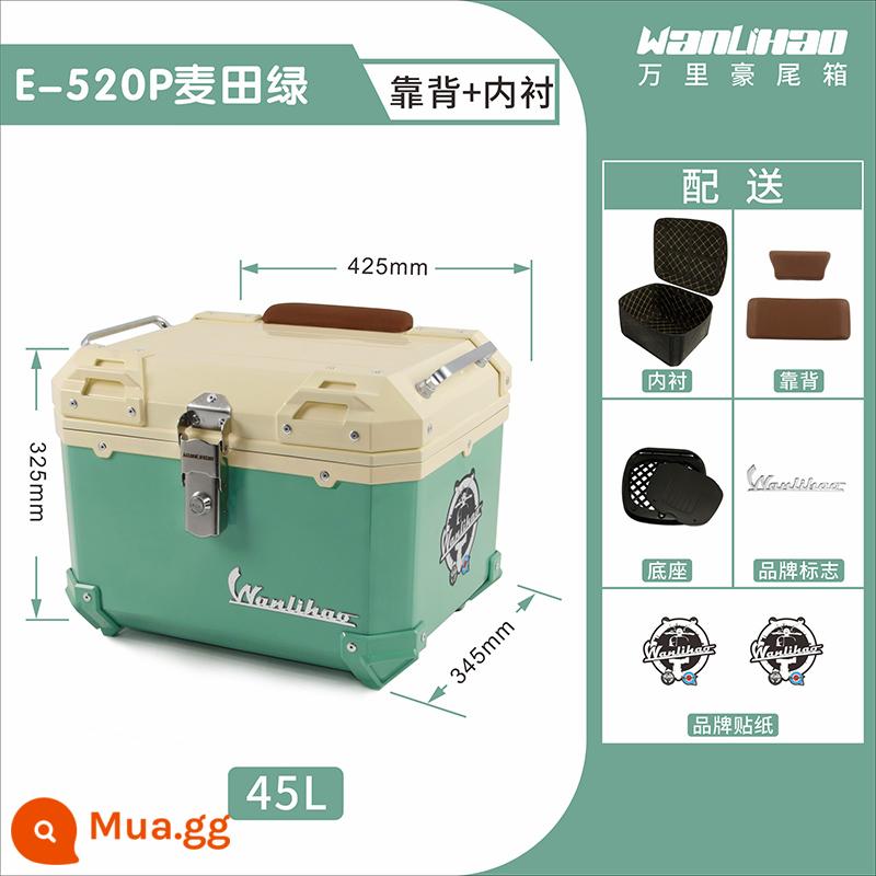 Wanlihao Longjia Victoria ixtiesVmaxie300i/150i hộp đuôi hợp kim không nhôm đầu máy - Victoria Wheatfield Green 520P+lớp lót+tựa lưng đôi màu nâu 45L