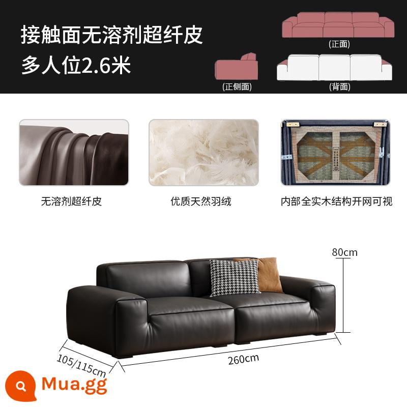 Hình ảnh mùa hè tối giản của Ý con bò lớn màu đen đầy đủ ghế sofa da bò lớp đầu tiên hàng đậu phụ xếp xuống ba người bốn người - 90% bề mặt tiếp xúc lớn da microfiber không dung môi Quy trình dán cạnh 2,6 mét