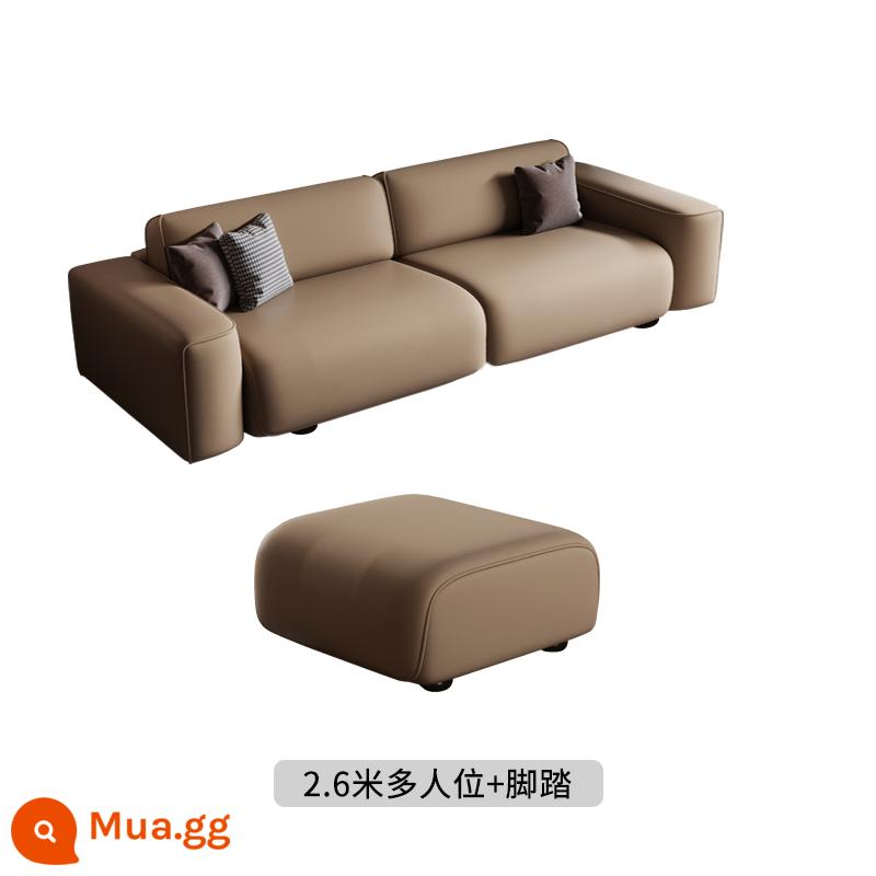 Sofa da đơn giản phòng khách Căn hộ nhỏ tối giản trong khối đậu phụ đỏ Nordic thẳng, gió im lặng, ba người, bốn người - Nhận xét màu sắc đa chỗ ngồi + bàn đạp chân dài 2,6 mét