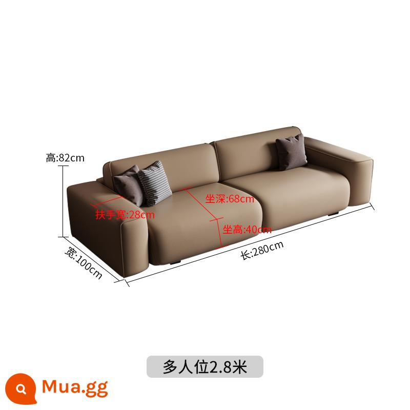 Sofa da đơn giản phòng khách Căn hộ nhỏ tối giản trong khối đậu phụ đỏ Nordic thẳng, gió im lặng, ba người, bốn người - Xe đa chỗ ngồi 2,8 mét Nhận xét màu sắc