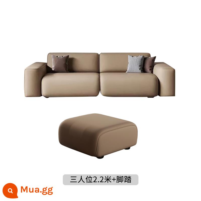 Sofa da đơn giản phòng khách Căn hộ nhỏ tối giản trong khối đậu phụ đỏ Nordic thẳng, gió im lặng, ba người, bốn người - Nhận xét về màu sắc của xe ba chỗ + bàn đạp dài 2,2m