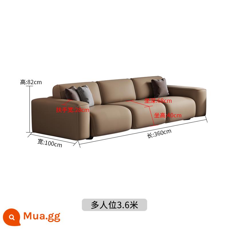 Sofa da đơn giản phòng khách Căn hộ nhỏ tối giản trong khối đậu phụ đỏ Nordic thẳng, gió im lặng, ba người, bốn người - Xe đa chỗ ngồi 3,6 mét Nhận xét màu sắc