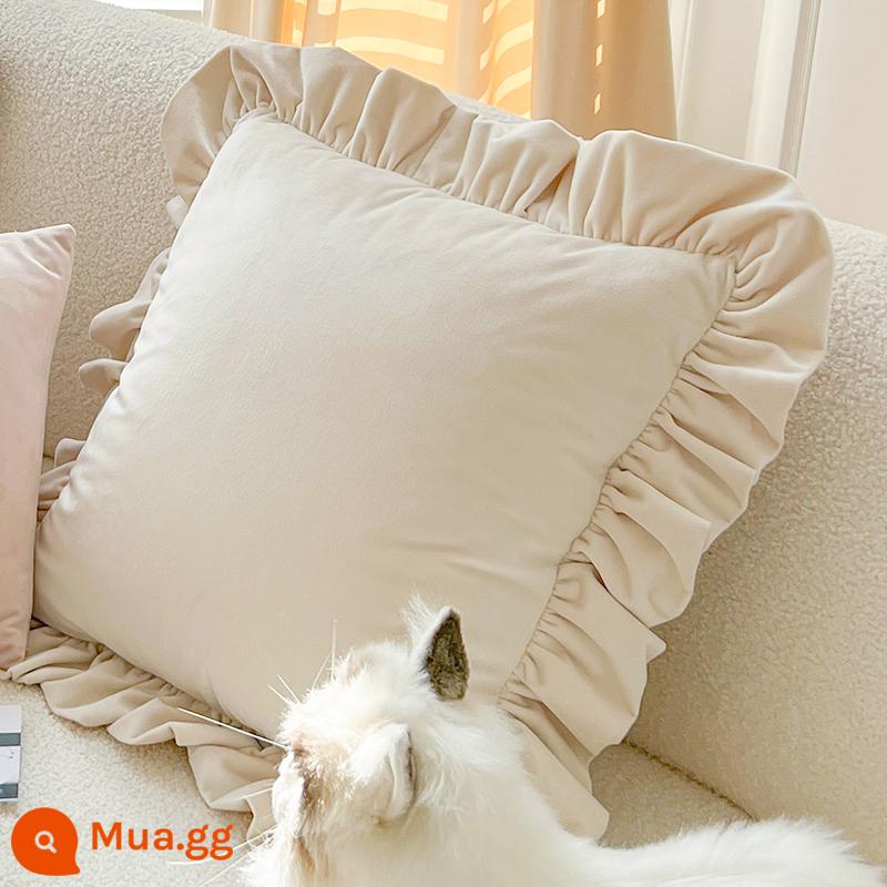 Nam Việt Quất Nhà Ins Hồng Phòng Ngủ Đầu Giường Gối Đệm Ghế Sofa Phòng Khách Gối Gối Tròn Futon Đệm - Trà sữa MXM-Ruffle màu 45*45cm