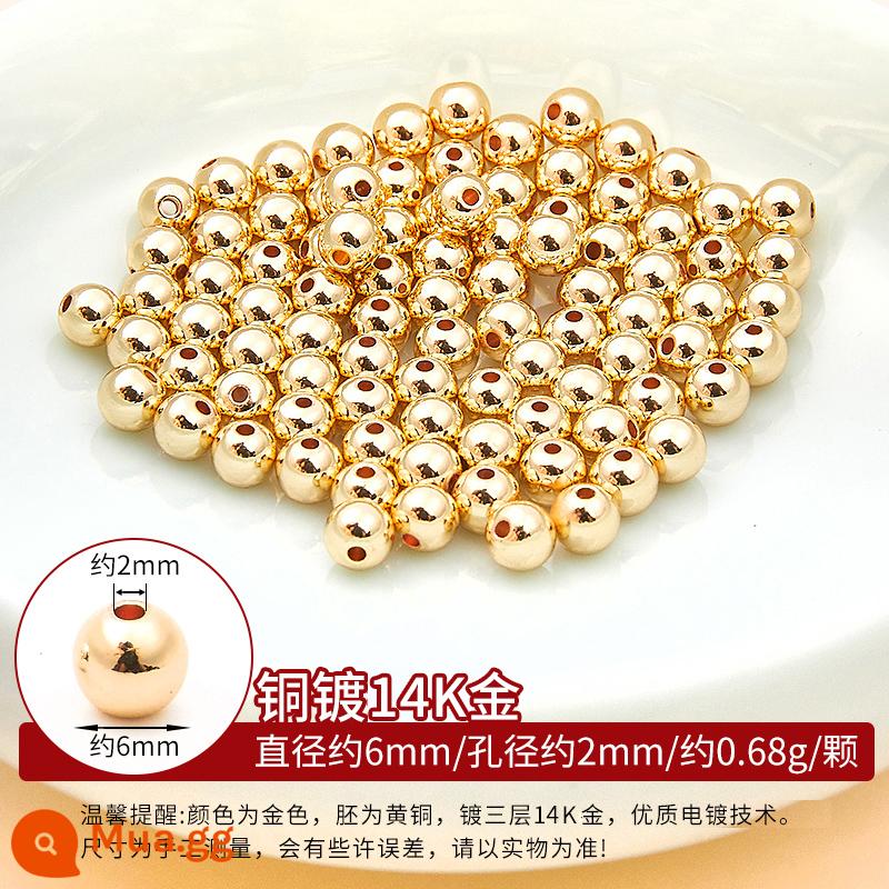 Đồng mạ vàng 18k hạt rời hạt DIY phụ kiện còng tay xâu chuỗi hạt đồng vàng 14K hạt vàng nhỏ miếng đệm chất liệu - Hạt đồng-vàng 14K-6mm-khoảng 98-100 hạt