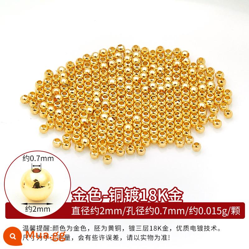 Đồng mạ vàng 18k hạt rời hạt DIY phụ kiện còng tay xâu chuỗi hạt đồng vàng 14K hạt vàng nhỏ miếng đệm chất liệu - Hạt đồng-vàng 18K-2mm-khoảng 98-100 hạt