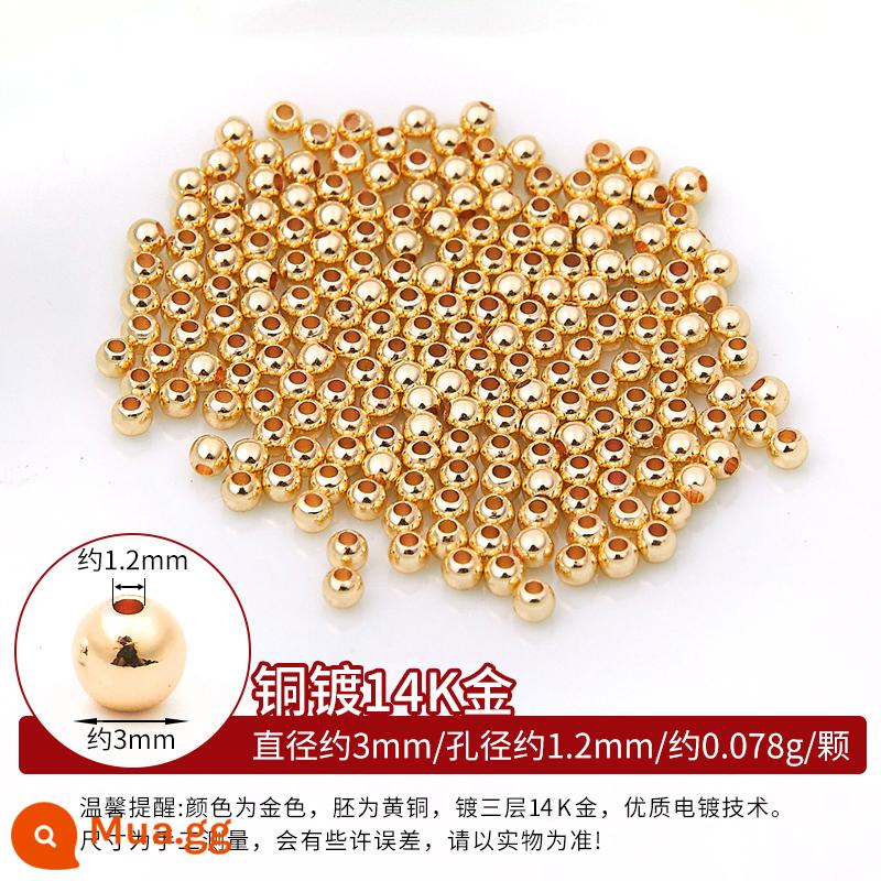 Đồng mạ vàng 18k hạt rời hạt DIY phụ kiện còng tay xâu chuỗi hạt đồng vàng 14K hạt vàng nhỏ miếng đệm chất liệu - Hạt đồng-vàng 14K-3mm-khoảng 98-100 hạt