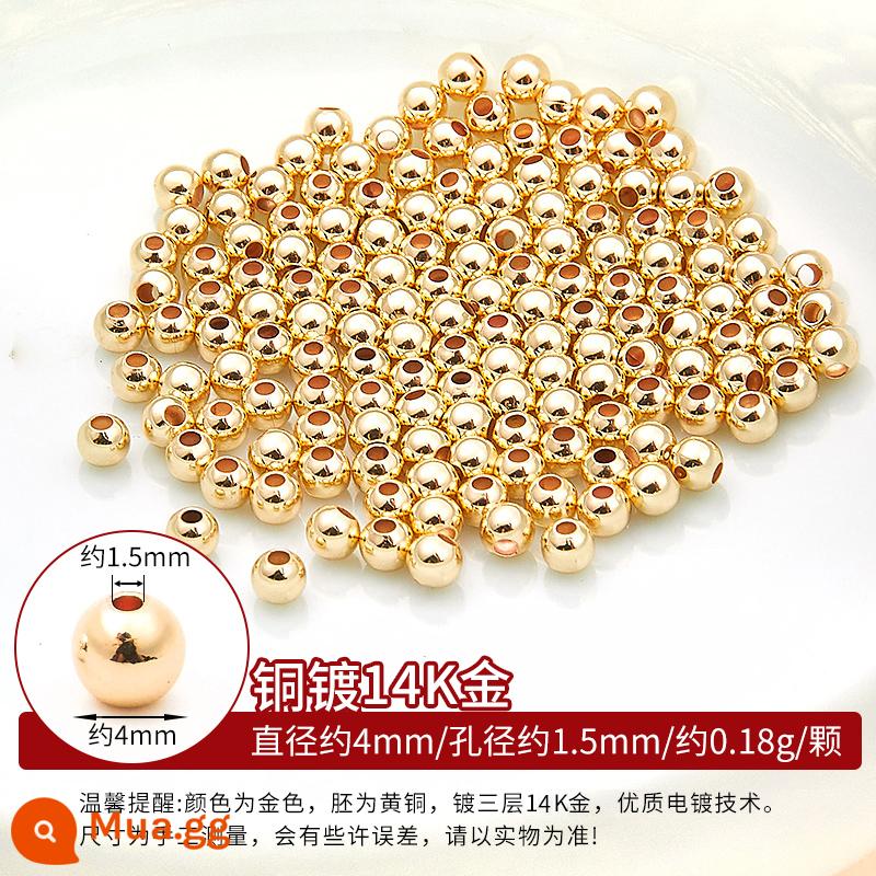 Đồng mạ vàng 18k hạt rời hạt DIY phụ kiện còng tay xâu chuỗi hạt đồng vàng 14K hạt vàng nhỏ miếng đệm chất liệu - Hạt đồng-vàng 14K-4mm-khoảng 98-100 hạt