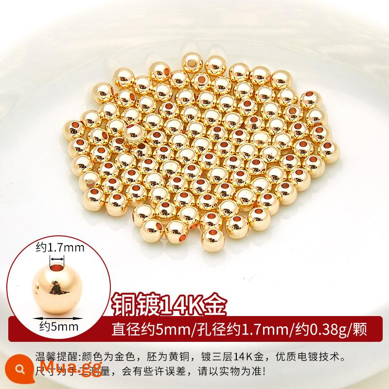 Đồng mạ vàng 18k hạt rời hạt DIY phụ kiện còng tay xâu chuỗi hạt đồng vàng 14K hạt vàng nhỏ miếng đệm chất liệu - Hạt đồng-vàng 14K-5mm-khoảng 98-100 hạt