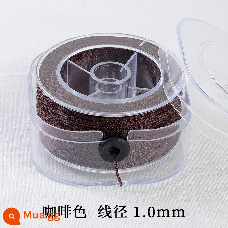 Sợi dây Wenwan sợi dây tay chuỗi dây dệt bằng tay sợi ngọc bện dây đính cườm nylon đeo hạt Phật sợi dây đặc biệt không co giãn - Cà phê số 81 Đường kính dây 1.0mm/Dài 45m [Hộp vuông mới nâng cấp]