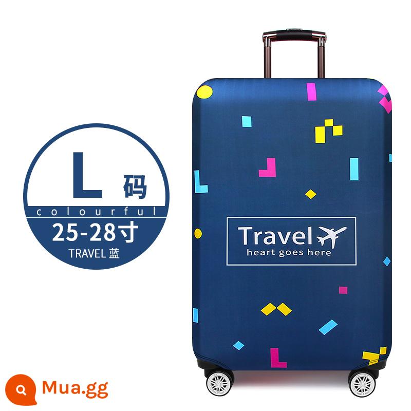 Dày Chịu Mài Mòn Vali Bảo Vệ Xe Đẩy Du Lịch Vali Da Phối Bụi 20/24/26/28/29 Inch - TRAVEL Blue L Code [Vỏ hành lý]