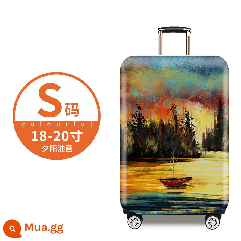 Dày Chịu Mài Mòn Vali Bảo Vệ Xe Đẩy Du Lịch Vali Da Phối Bụi 20/24/26/28/29 Inch - Tranh sơn dầu hoàng hôn size S [Bìa hộp]