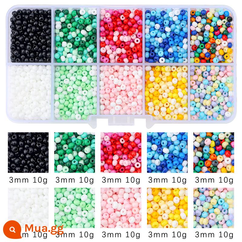 Gạo hạt sequins ngọc trai giả chất liệu túi beading handmade tự làm chất liệu làm vòng cổ tay bông tai đính cườm rời hạt - Sơn màu 3mm, 10 ô, 1 hộp