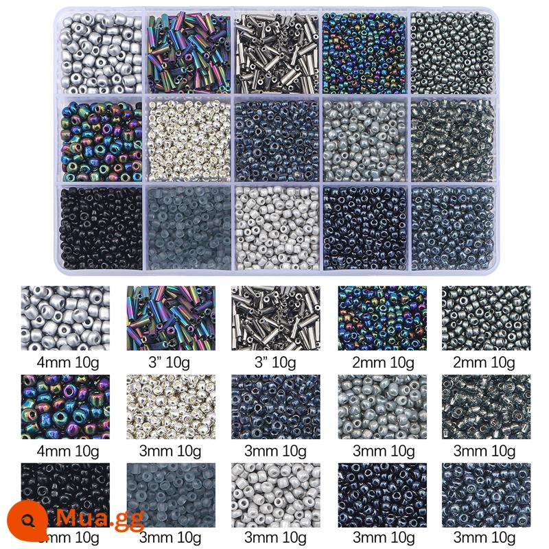 Gạo hạt sequins ngọc trai giả chất liệu túi beading handmade tự làm chất liệu làm vòng cổ tay bông tai đính cườm rời hạt - Súng đen 15 ô 1 hộp