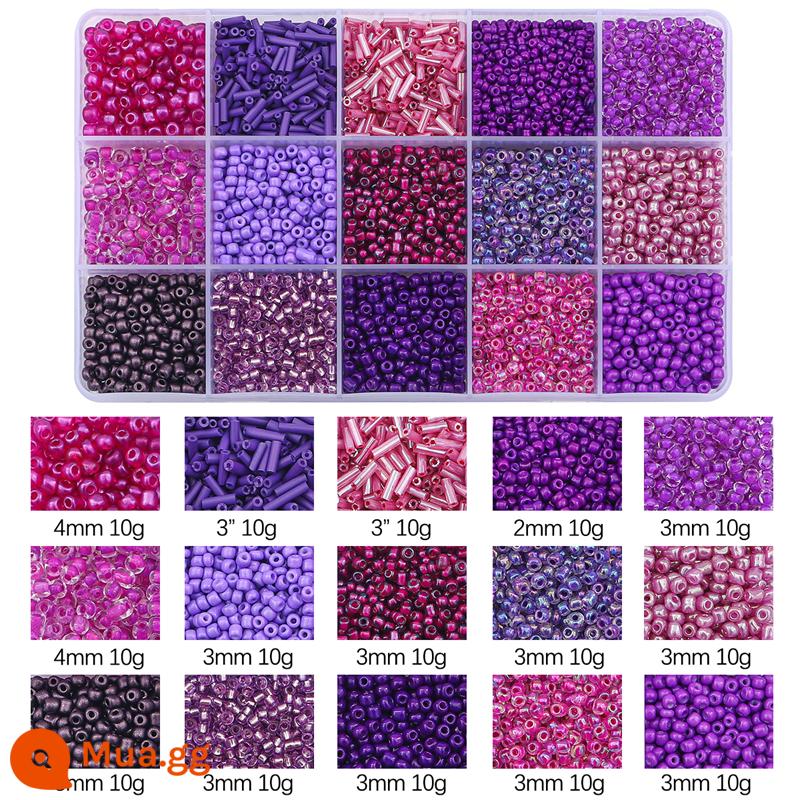 Gạo hạt sequins ngọc trai giả chất liệu túi beading handmade tự làm chất liệu làm vòng cổ tay bông tai đính cườm rời hạt - Tím đậm 15 ô 1 hộp