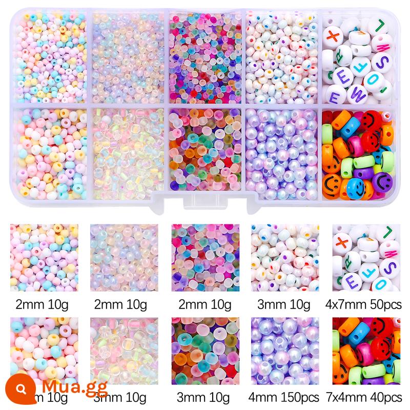 Gạo hạt sequins ngọc trai giả chất liệu túi beading handmade tự làm chất liệu làm vòng cổ tay bông tai đính cườm rời hạt - Hạt gạo cao cấp chuỗi hạt bảng chữ cái 1 hộp