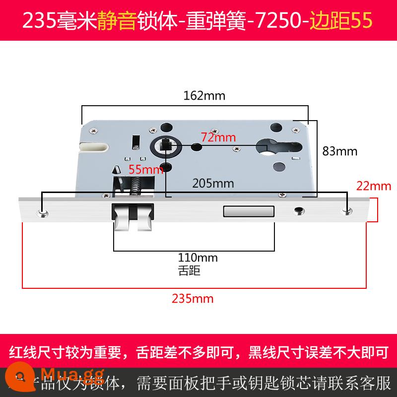 Trong nhà cửa gỗ thân khóa đa năng nhỏ 50 lớn 50 58 im lặng khóa thép không gỉ lưỡi nhà phòng ngủ lõi khóa phụ kiện - 235 trọng lượng-72 lề thân khóa 55