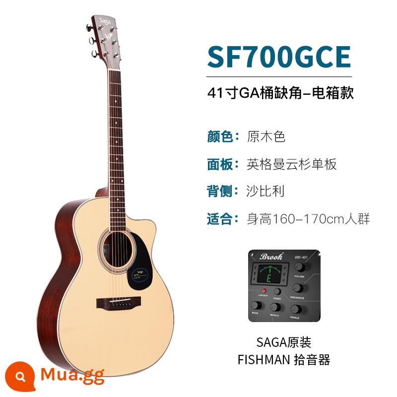 Giới thiệu đàn guitar Saga sf700 cho người mới bắt đầu chơi đàn guitar acoustic dân gian Saga 41 inch chính hãng được khuyên dùng cho bé trai và bé gái - SF700GCE | 41 inch | Thùng G | Loại hộp điện