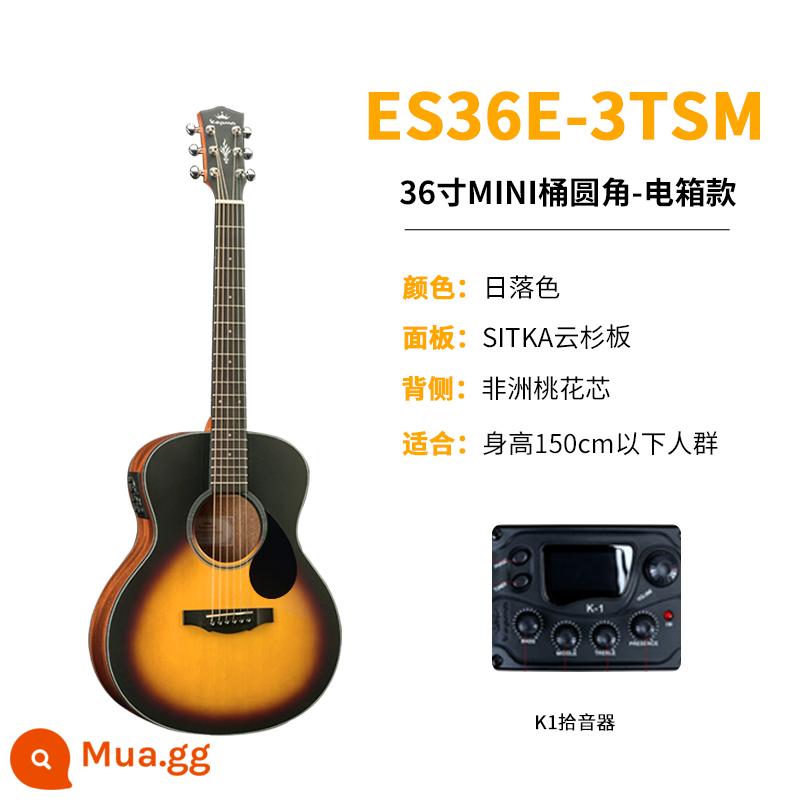 Đàn guitar Cục Thông tin Kama đàn guitar eac dành cho người mới bắt đầu Kama EDC đàn guitar dân gian 41 inch hộp điện người mới - ES36E màu hoàng hôn | 36 inch | loại hộp điện