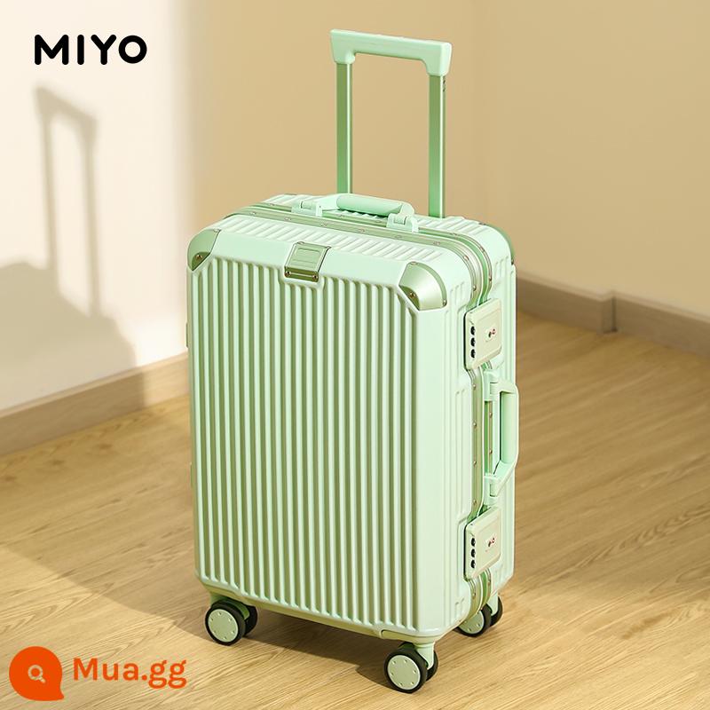 Vali nữ nhỏ mới không ồn trường hợp xe đẩy 20 inch lên máy bay khung nhôm chắc chắn và bền màu hồng mật khẩu hộp bao da - Chất liệu khung nhôm PC xanh vôi chống trầy xước