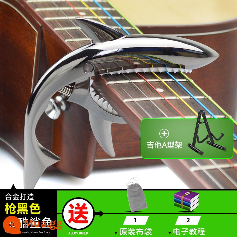 Đàn guitar dân gian chuyển vị clip đàn guitar điện gỗ phụ kiện biến âm thanh clip cá mập phổ kim loại cá tính sáng tạo bắt sóng - Súng đen + khung chữ A guitar (màu ngẫu nhiên, súng đen mặc định)