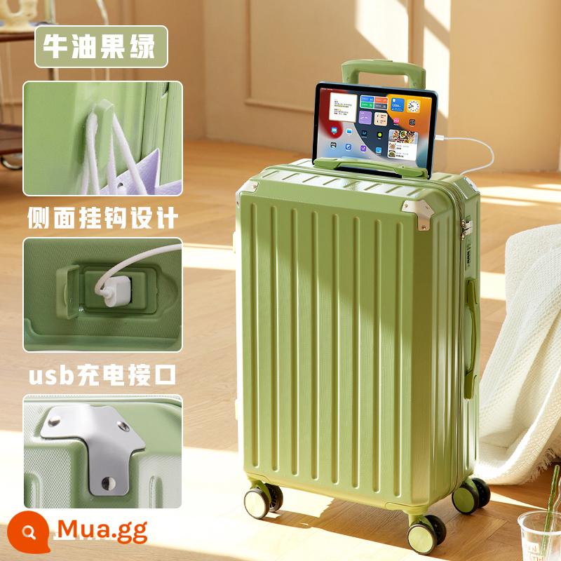 Vali mới cho nữ hành lý lên máy bay nhỏ 20 inch Hộp đựng xe đẩy pc cho bé trai 26 inch bền và dày 18 - Màu xanh bơ [Nâng cấp móc sạc]