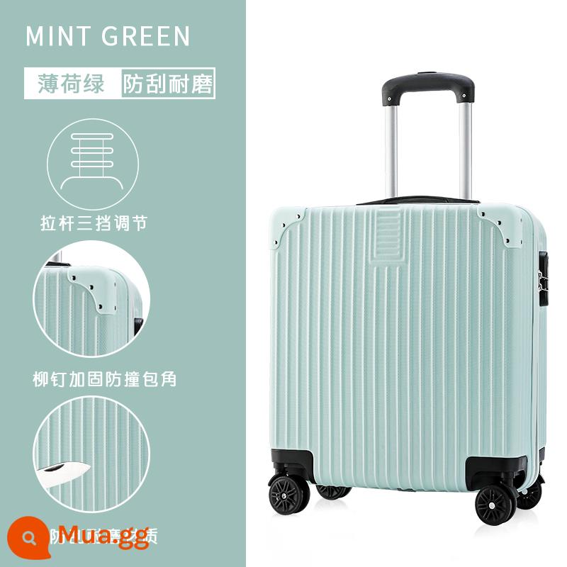 Hành Lý Nữ Nhỏ Ins 18 Inch Lưới Đèn Đỏ Mật Khẩu Xe Đẩy Trường Hợp 20 Sinh Viên Nội Trú Vali Da Nam - Phong cách retro màu xanh lá cây (xanh bạc hà)