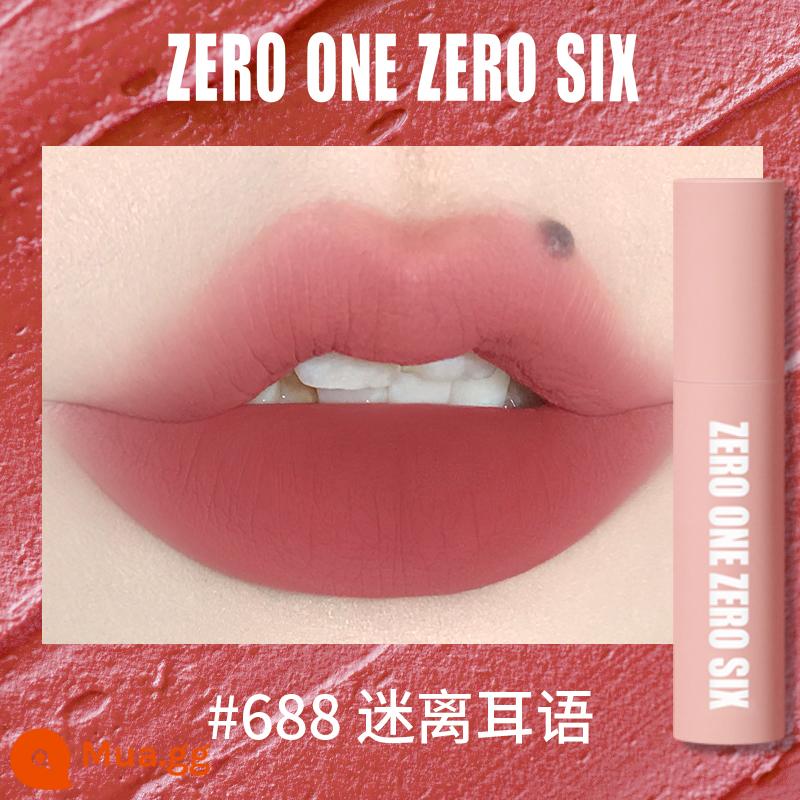 Zero One Zero Lu 0106 Lip Mud Lip Men Lip Gloss Matte Peach Không Kéo Khô Tinh Khiết Desire Sinh Viên Thể Hiện Màu Trắng - 688 Misty Whisper Khí Quyển Bột Sương Môi Bùn