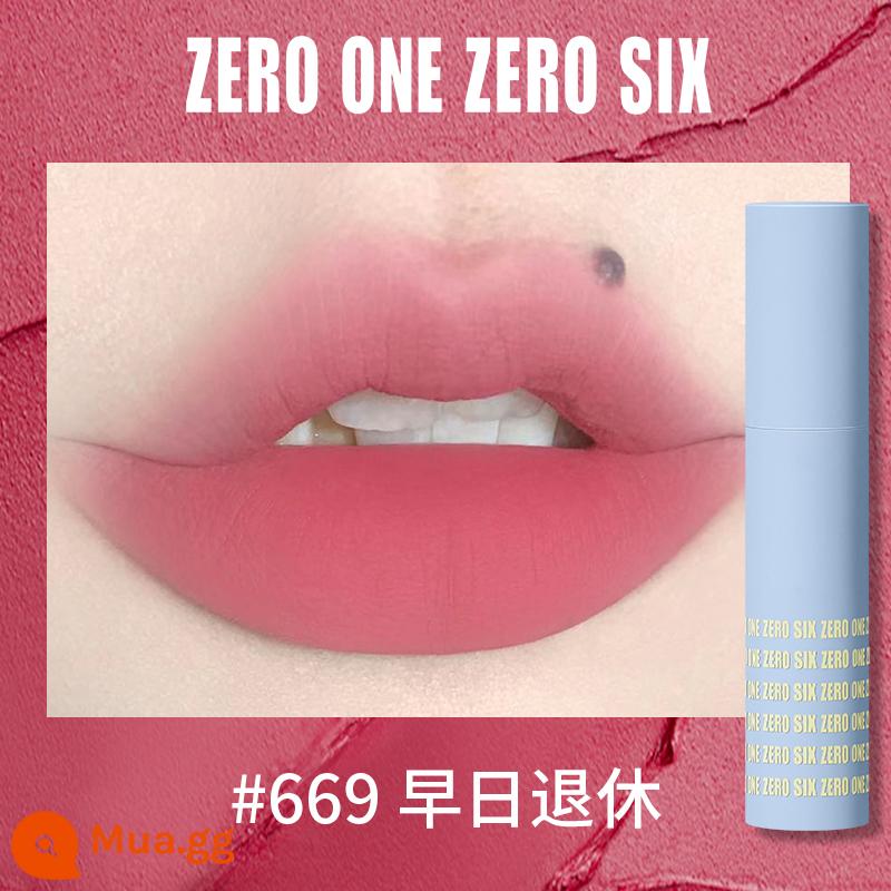 Zero One Zero Lu 0106 Lip Mud Lip Men Lip Gloss Matte Peach Không Kéo Khô Tinh Khiết Desire Sinh Viên Thể Hiện Màu Trắng - 669 Nghỉ hưu sớm, thỏi son lý tưởng nhất thế giới