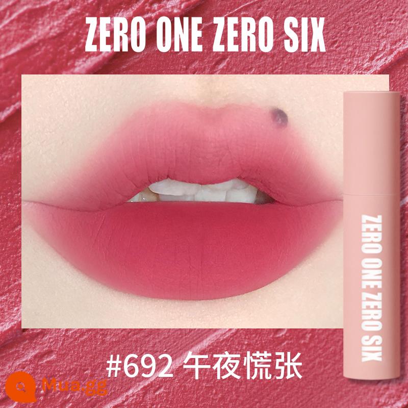 Zero One Zero Lu 0106 Lip Mud Lip Men Lip Gloss Matte Peach Không Kéo Khô Tinh Khiết Desire Sinh Viên Thể Hiện Màu Trắng - 692 Bùn môi sương mù màu hồng hoảng loạn lúc nửa đêm