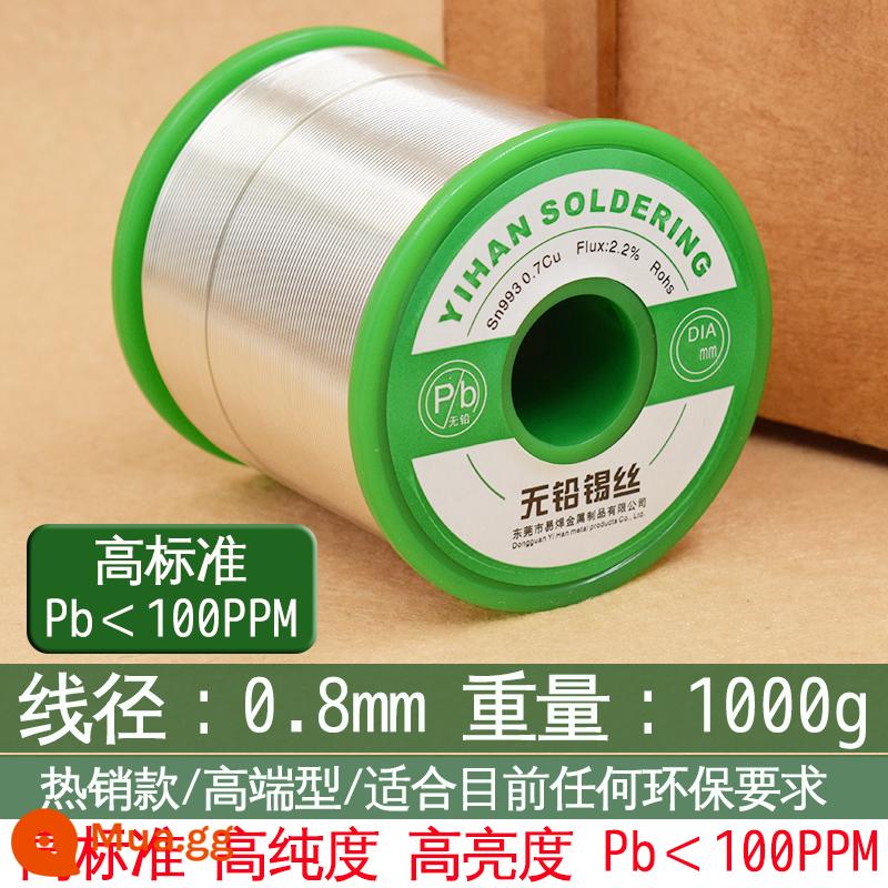 Tiêu chuẩn cao California 100ppm dễ dàng hàn thương hiệu dây hàn dây thiếc không chì bảo vệ môi trường dây thiếc độ sáng cao lõi nhựa thông nóng chảy tốt - (Tiêu chuẩn cao 100ppm) 0,8mm 1000g