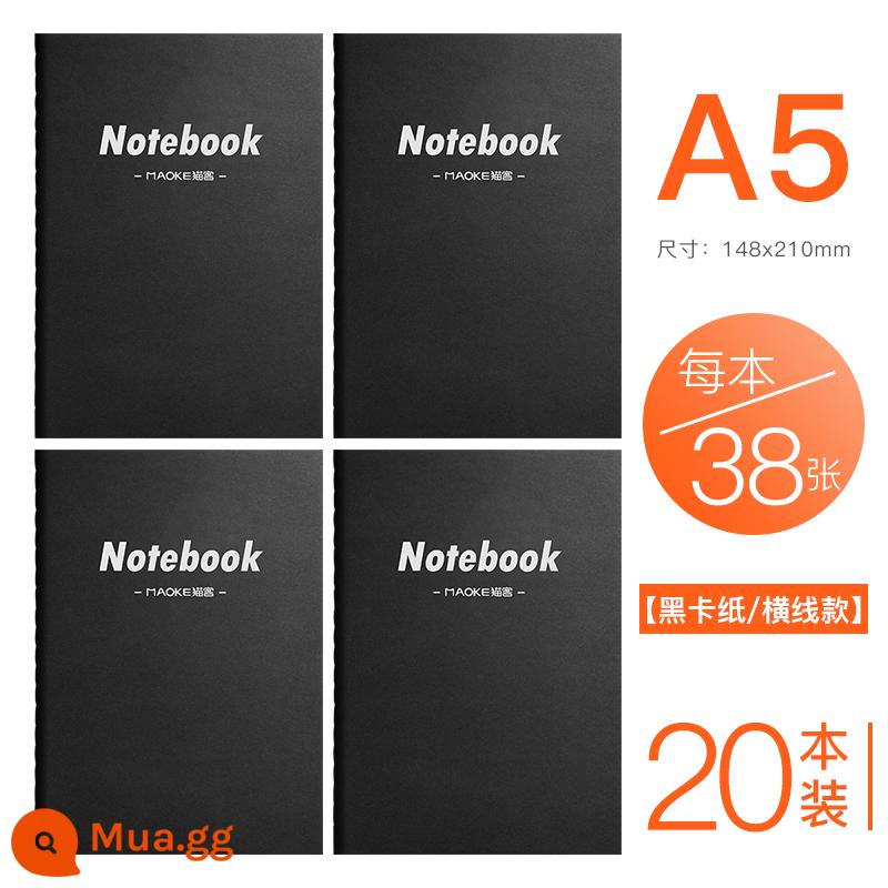 20 cuốn sổ bán buôn sổ tay sinh viên dày phong cách ins Hàn Quốc đơn giản sổ khổ lớn b5 siêu dày chỉ khâu sổ sinh viên đại học văn học nghệ thuật nhật ký văn phòng phẩm a5 tinh tế - Sổ tay thẻ đen A5K 20 bản