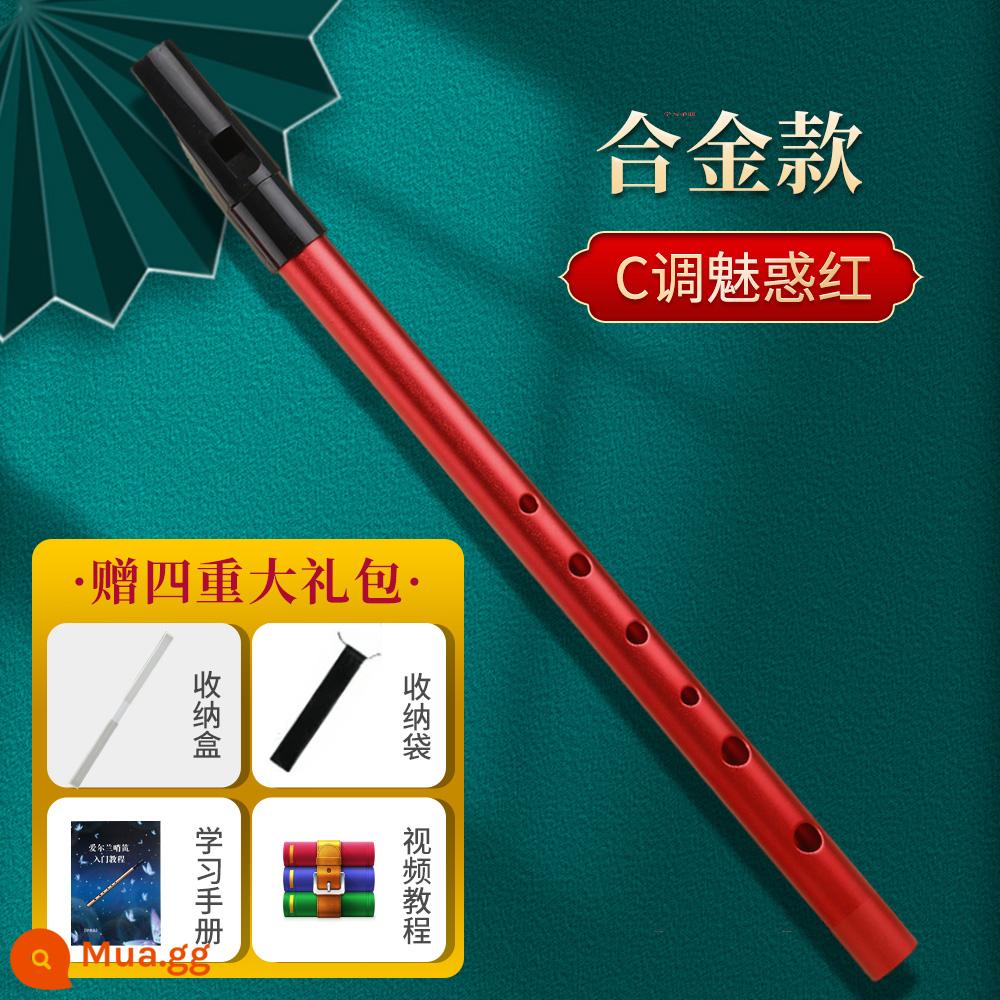 Tiếng còi Ailen người mới bắt đầu nhập cảnh sinh viên miệng sáo 6 lỗ CD key bagpipe kim loại mới ghi sáo nhạc cụ - Tông C·Đỏ mờ [Tài liệu giảng dạy miễn phí + hộp đựng + túi đựng] Video hướng dẫn miễn phí