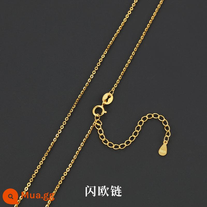 Vòng Cổ Vàng 18K Nữ Bạc 925 Dây Chuyền Mạ Vàng Màu Vàng Trơn Dây Chuyền Mỏng Dây Chuyền Khỏa Thân Dây Xương Xương Đòn Không Có Phụ Kiện Mặt Dây Chuyền - [Chiều dài dây chuyền 40+5CM có thể điều chỉnh] Dây chuyền Flash Châu Âu