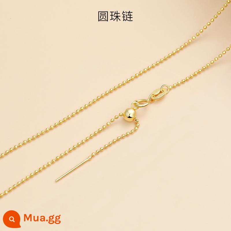 Vòng Cổ Vàng 18K Nữ Bạc 925 Dây Chuyền Mạ Vàng Màu Vàng Trơn Dây Chuyền Mỏng Dây Chuyền Khỏa Thân Dây Xương Xương Đòn Không Có Phụ Kiện Mặt Dây Chuyền - Dây xích vạn năng dạng bi (có thể đục lỗ) có thể điều chỉnh độ dài