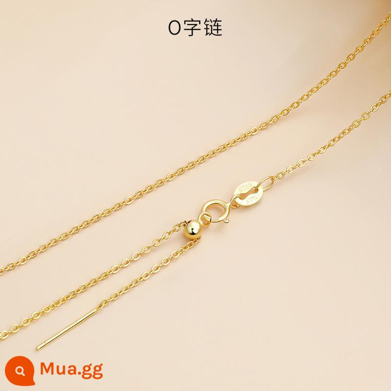 Vòng Cổ Vàng 18K Nữ Bạc 925 Dây Chuyền Mạ Vàng Màu Vàng Trơn Dây Chuyền Mỏng Dây Chuyền Khỏa Thân Dây Xương Xương Đòn Không Có Phụ Kiện Mặt Dây Chuyền - Dây chuyền vạn năng hình chữ O (có thể đeo lỗ nhỏ) có thể điều chỉnh độ dài