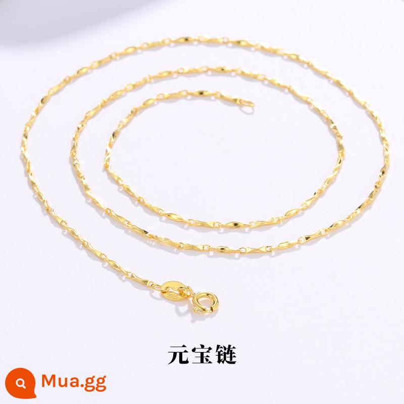 Vòng Cổ Vàng 18K Nữ Bạc 925 Dây Chuyền Mạ Vàng Màu Vàng Trơn Dây Chuyền Mỏng Dây Chuyền Khỏa Thân Dây Xương Xương Đòn Không Có Phụ Kiện Mặt Dây Chuyền - [Chiều dài dây chuyền 50CM] Dây chuyền Yuanbao