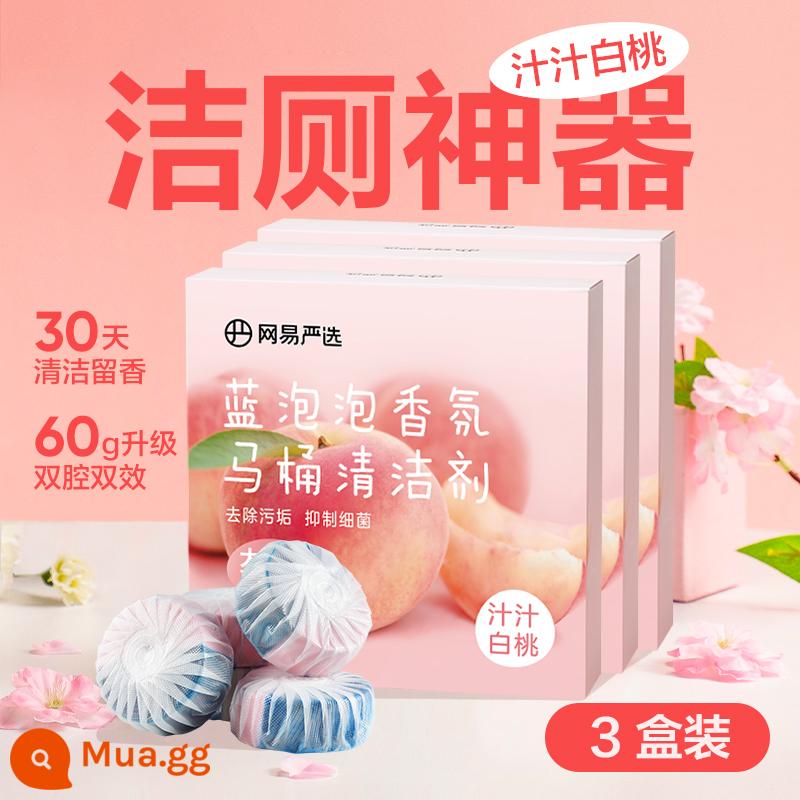 Chất tẩy rửa nhà vệ sinh bong bóng xanh Netease Yanxuan tẩy cặn và khử mùi để lại hương thơm làm sạch nhà vệ sinh Lingjie vật phẩm khử mùi nhà vệ sinh kho báu - Nước ép đào trắng 3 hộp (60g*12)