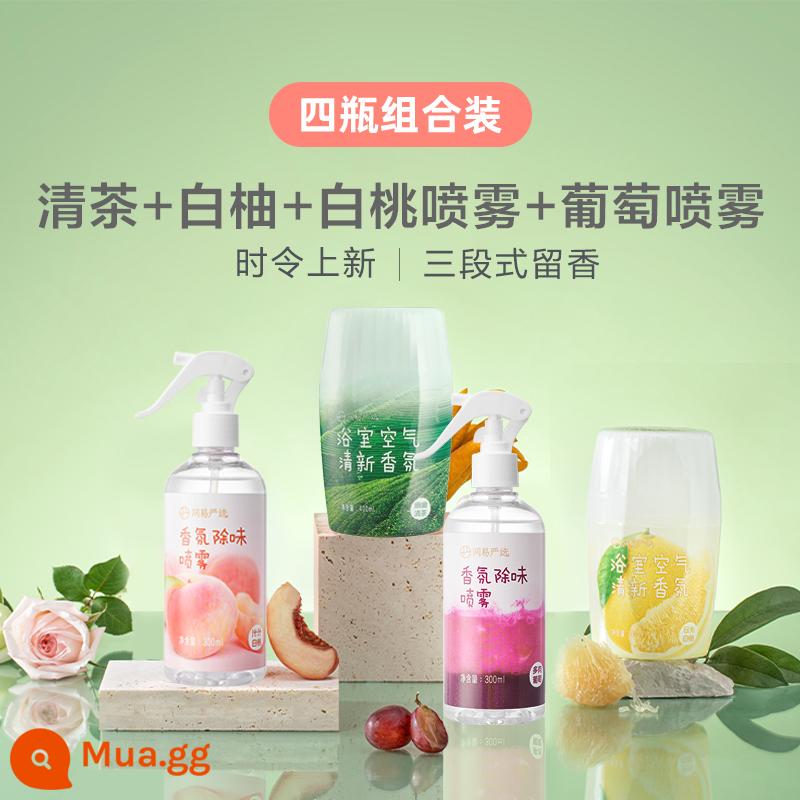 Netease Yanxuan không khí phòng tắm hương thơm tươi mát 4 chai khử mùi trong nhà khử mùi quần áo xịt khử mùi hiện vật - [Nữ thần gợi cảm] Trà xanh + Bưởi trắng + Xịt đào trắng + Xịt nho