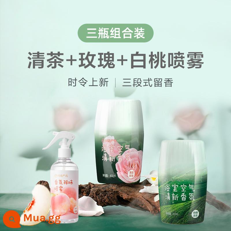 Netease Yanxuan không khí phòng tắm hương thơm tươi mát 4 chai khử mùi trong nhà khử mùi quần áo xịt khử mùi hiện vật - [Tươi Xanh] Trà + Hoa Hồng + Xịt Đào Trắng