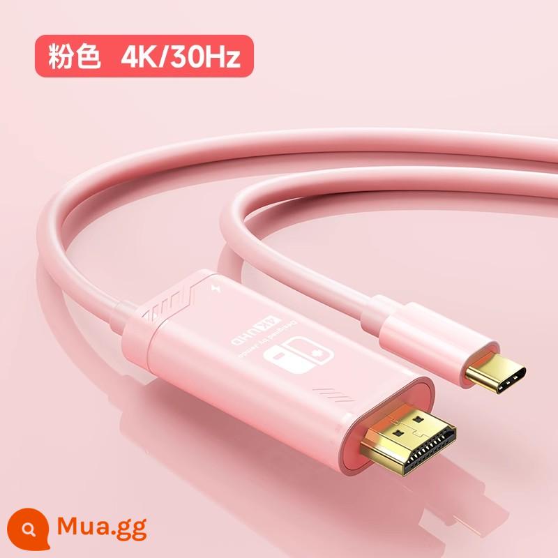 Jindu Jemdo Cáp chiếu màn hình Nintendo Switch được kết nối trực tiếp với màn hình NS di động đế sạc bảng điều khiển trò chơi OLED Cáp chuyển đổi HDMI được kết nối với TV, máy chiếu, trạm nối mở rộng máy chiếu - [4K30Hz] Model nâng cấp ⭐ Màu hồng 2 mét ⭐ Cáp chiếu HD/sạc nhanh 100WPD ⭐ Tặng mũ vuốt mèo