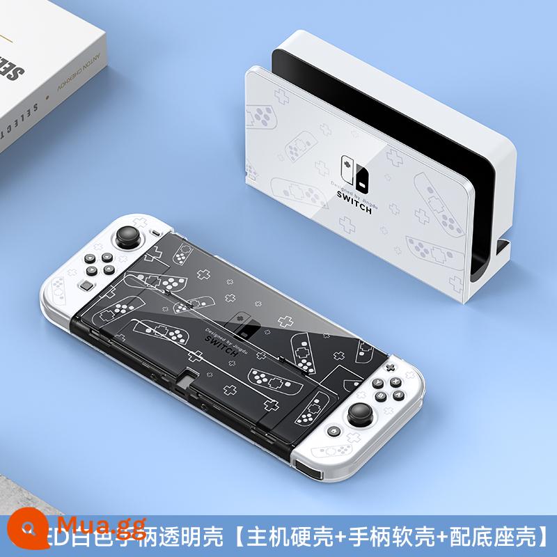 Jindu Nintendo Switcholed Vỏ bảo vệ trong suốt Công tắc tay cầm vỏ bảo vệ NS siêu mỏng mềm hai mảnh vỏ OLED chủ vỏ silicon swich phụ kiện bảng điều khiển trò chơi túi đựng cứng - OLED [tay cầm màu trắng★ vỏ bảo vệ trong suốt pha lê + vỏ đế] màng + nắp miễn phí