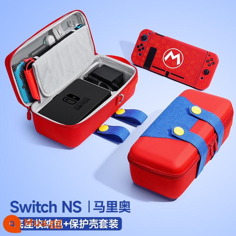 Túi lưu trữ Nintendo Switch Vỏ bảo vệ switcholed vỏ ns có thể được lắp đế sạc phụ kiện túi cứng Bộ điều khiển trò chơi switchlite hộp cassette xách tay tay cầm máy chủ dung lượng lớn - Bộ công tắc [Túi đựng Mario √ + vỏ cùng kiểu dáng] đi kèm miếng dán + nắp