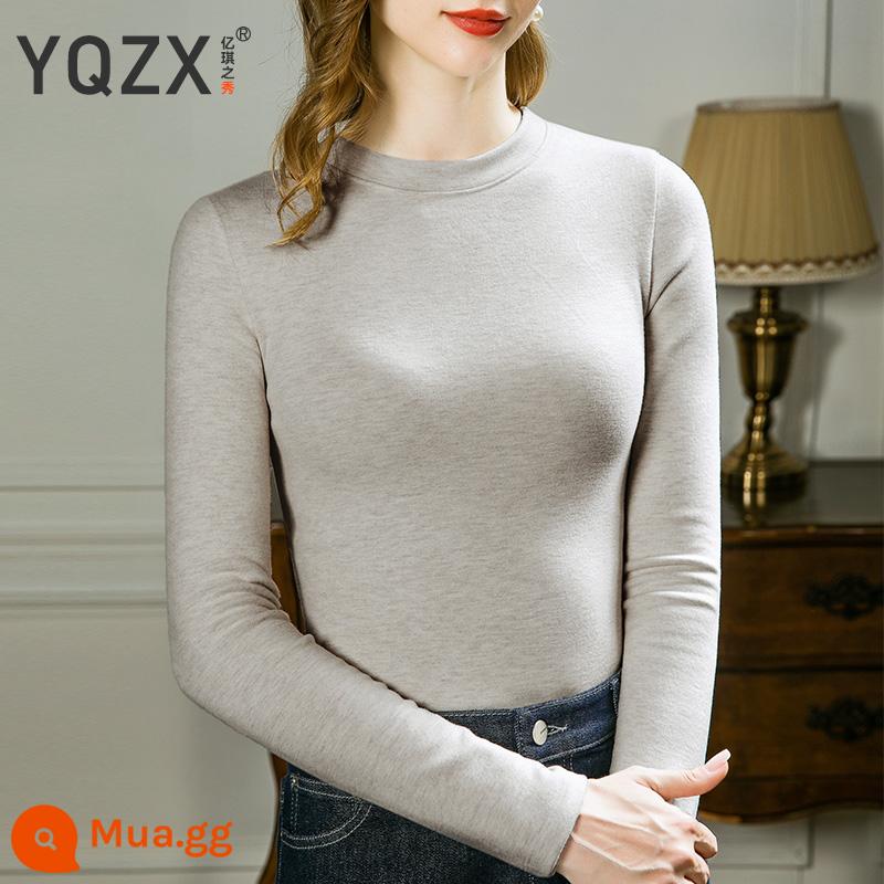 Áo sơ mi nữ cổ cao có đáy bằng lụa cashmere nhung Đức mùa thu đông 2022 cổ cao lớp bên trong cộng nhung dày sưởi ấm màu đen - Áo kaki/cổ tròn [Zhende Nhung+Lụa+Cashmere]